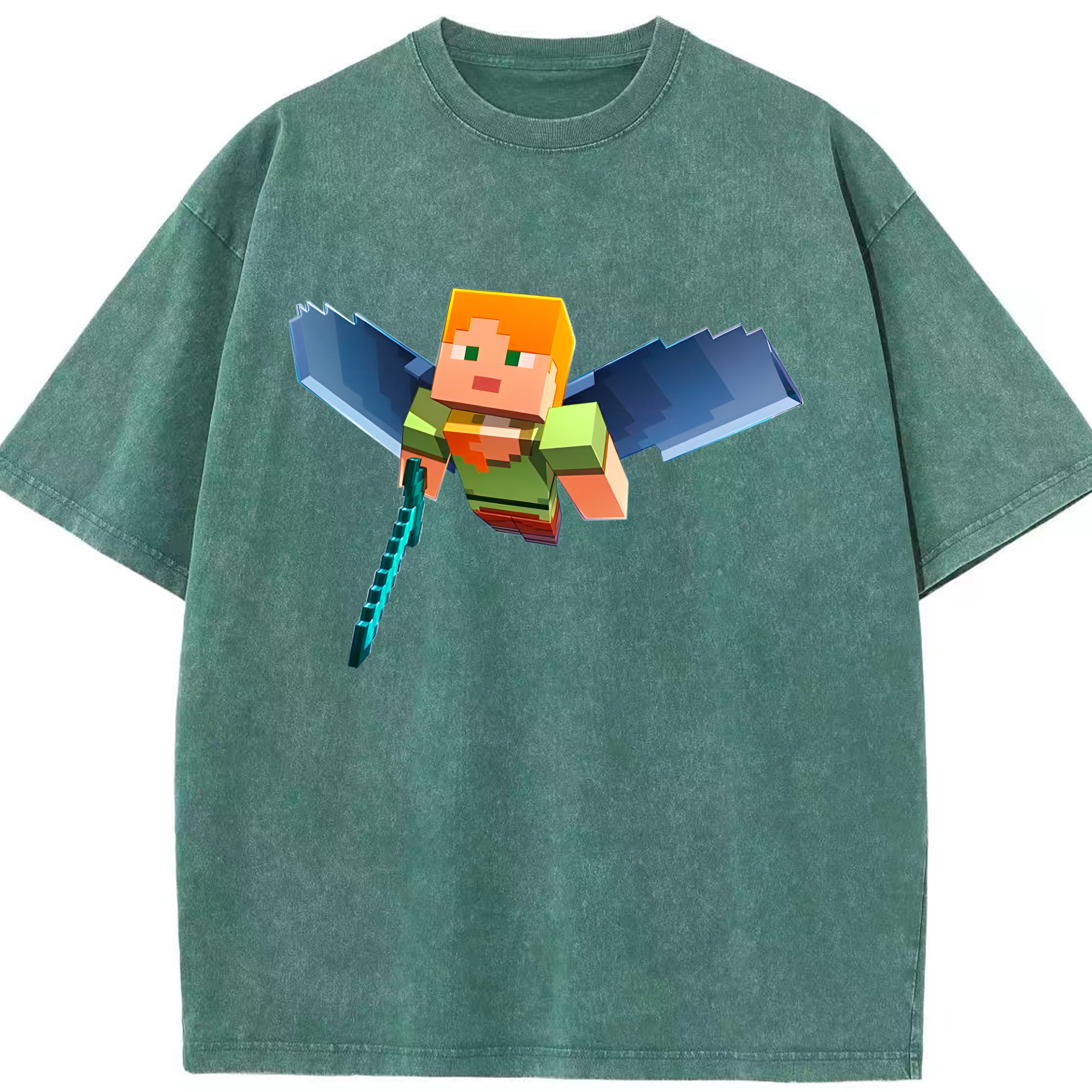 （画像用） マインクラフト ブロックの世界 Minecraft MC Block world 綿100% ヴィンテージ風 半袖Tシャツ（フロントプリント）